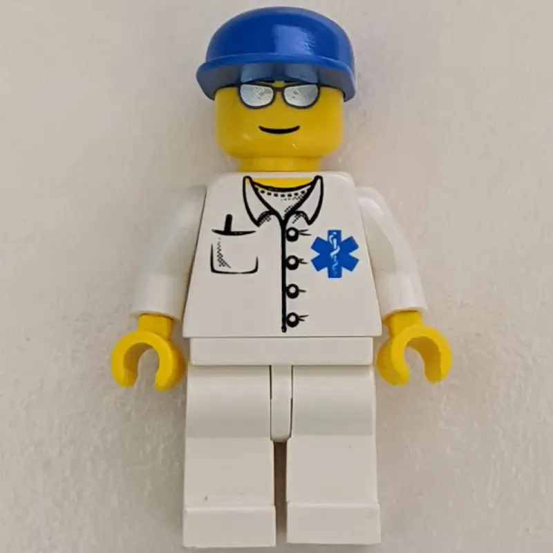 Doctor, White Shirt with Star of Life Logo, Blue Cap, Silver Sunglasses