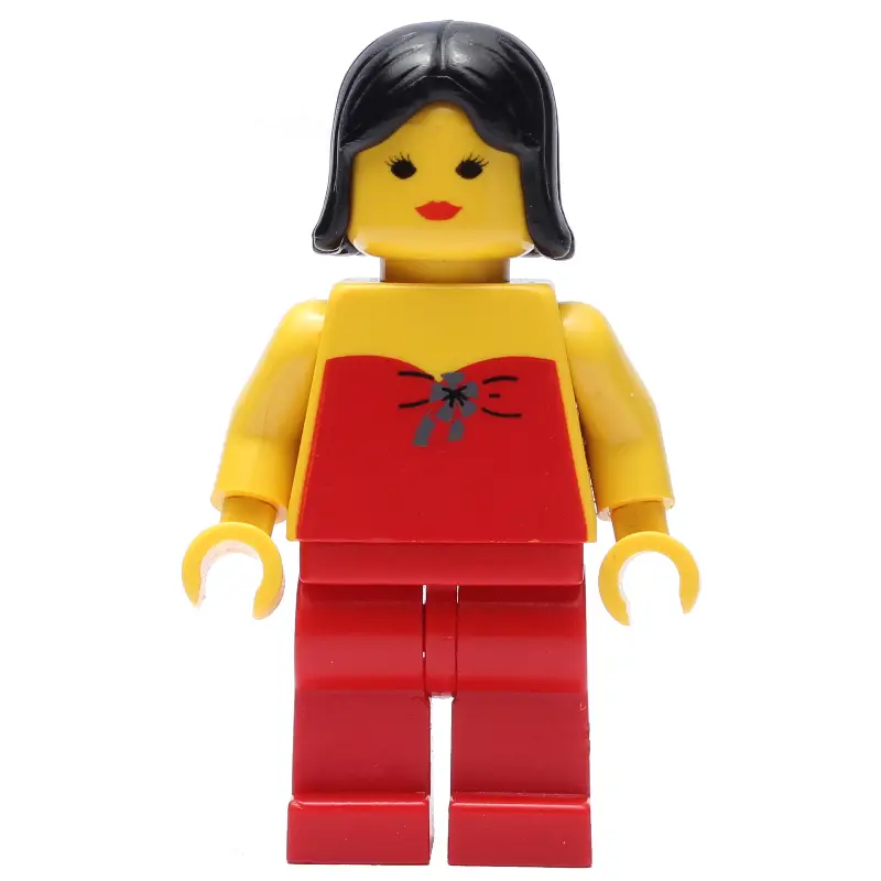 Woman, Red Halter Top, Red Legs, Black Hair