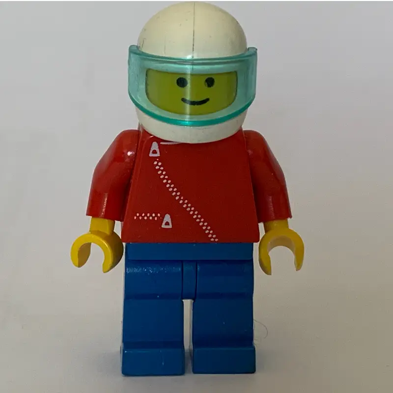 Man, Red Jacket with Zipper, Blue Legs, White Helmet with Visor