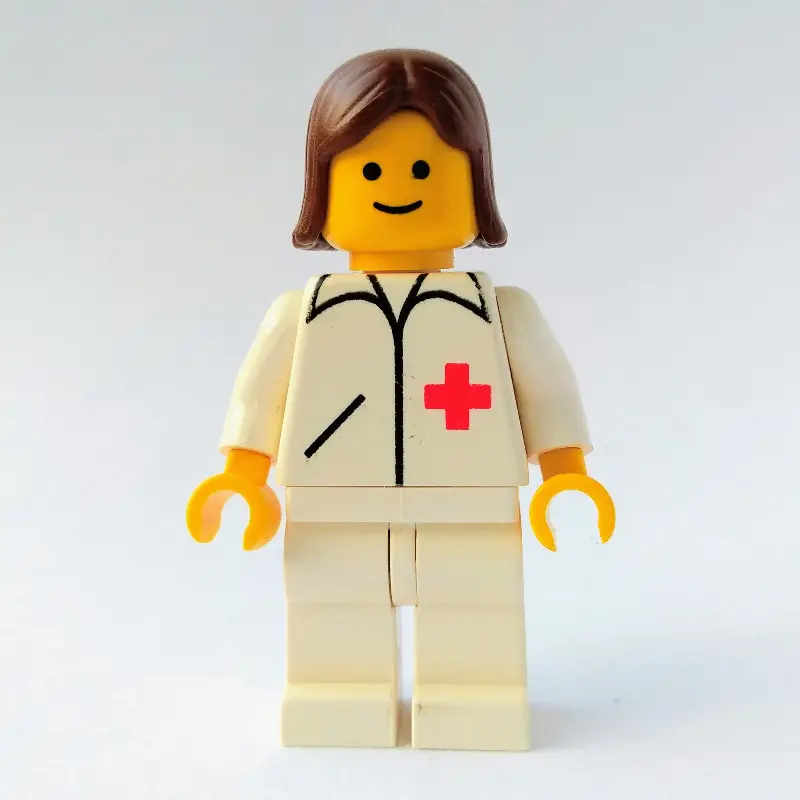Doctor, Woman, White Jacket with Red Cross, White Legs, Brown Hair