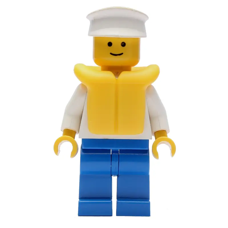 White Torso with Anchor, Blue Legs, White Hat, Life Vest