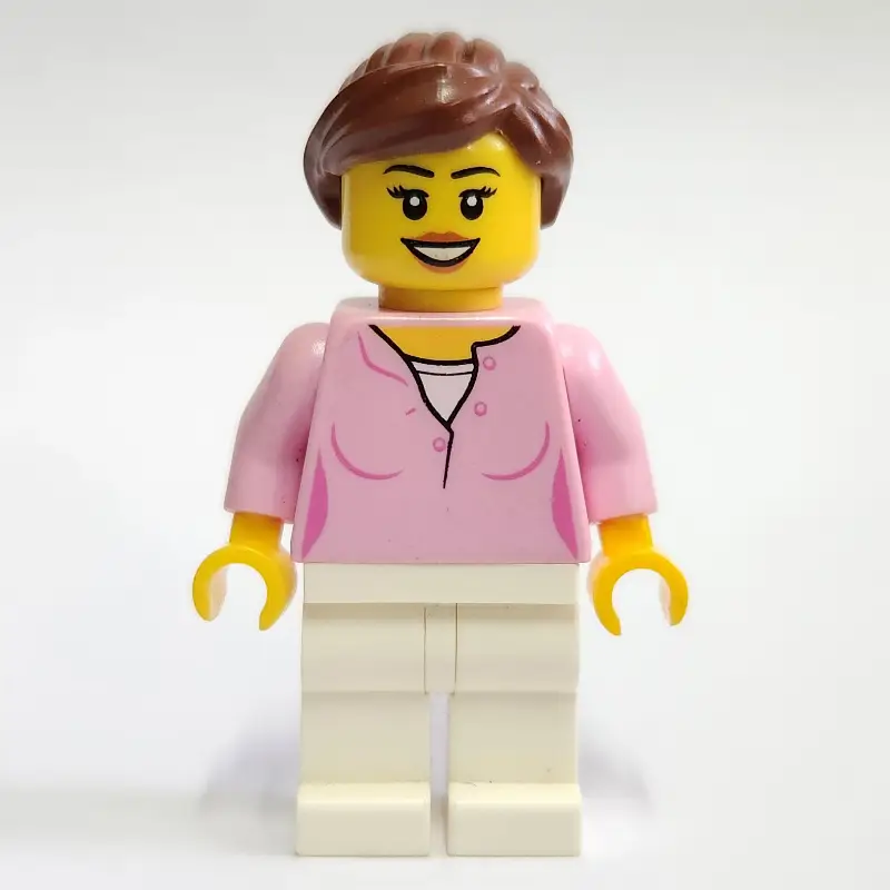 Bright Pink Torso, White Legs, Reddish Brown Hair