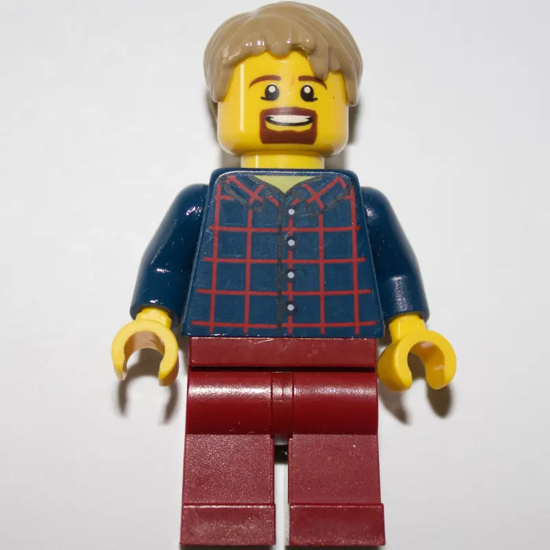 Dark Blue Torso, Dark Red Legs, Dark Tan Hair