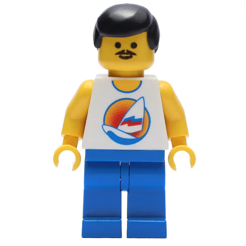 White Torso, Blue Legs, Black Hair