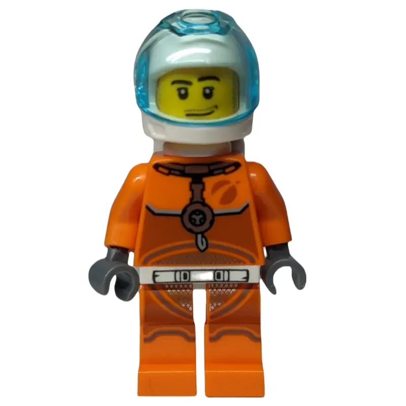 Astronaut - Orange Torso and Legs, White Helmet, Trans-Light Blue Visor, Stubble