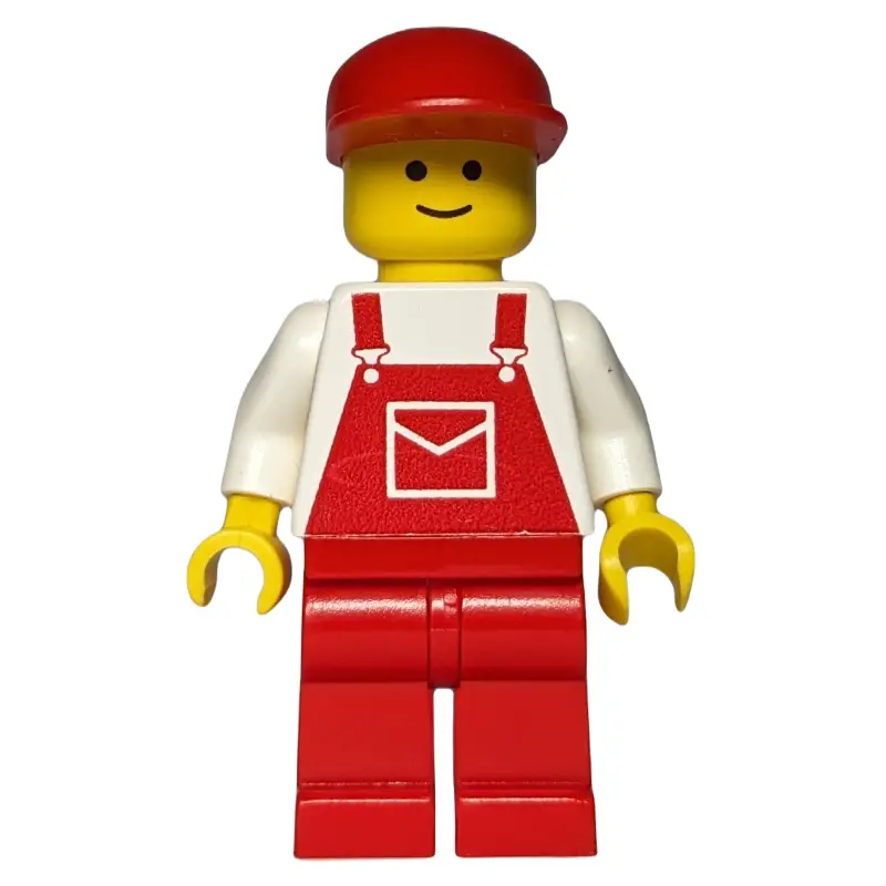 Man - White Torso, Red Overall, Red Cap (3626a Head)