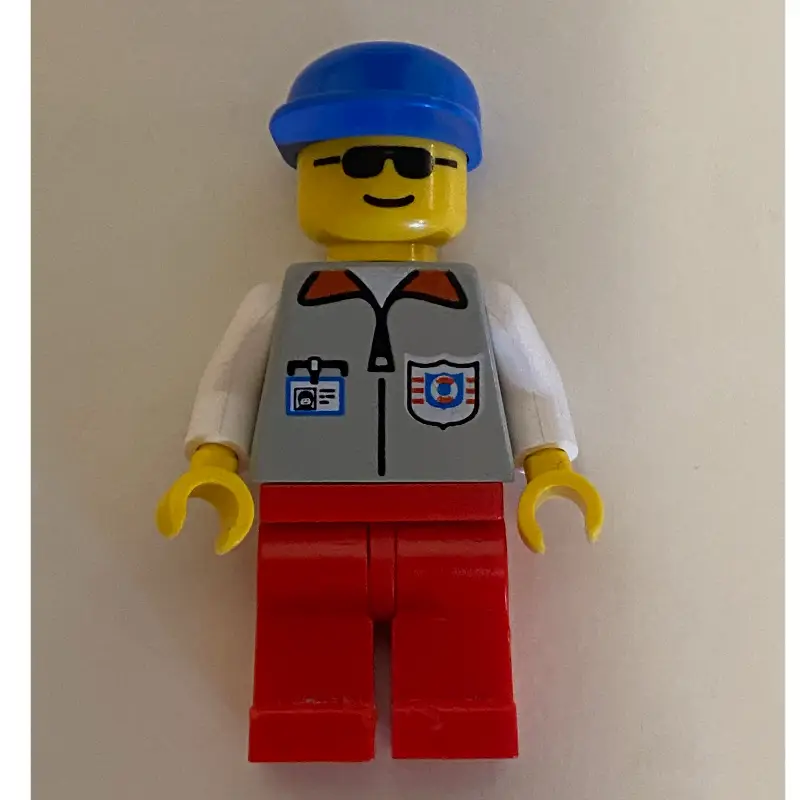 Coast Guard, Light Gray Jacket with Zipper and Badge, Blue Cap, Sunglasses