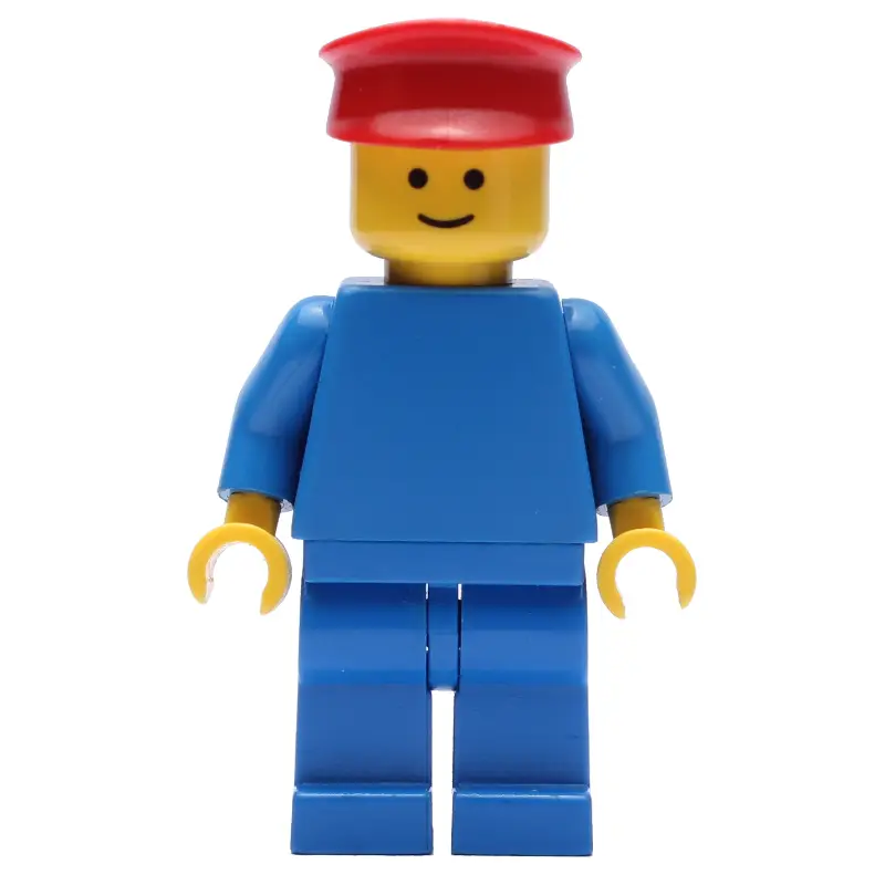 Man, Plain Blue, Red Hat
