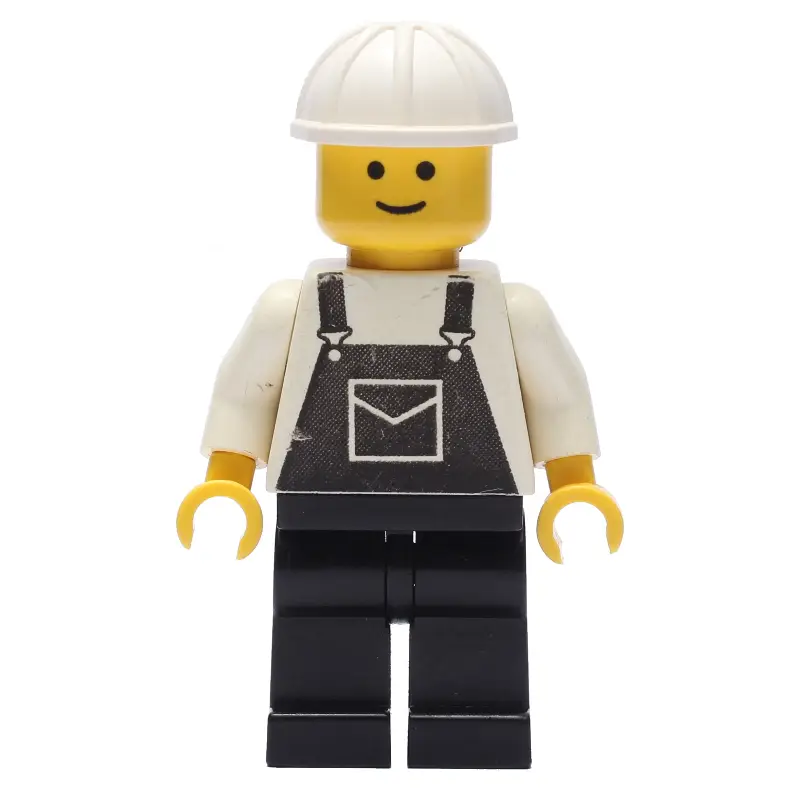 Man, Black Overalls, White Hard Hat