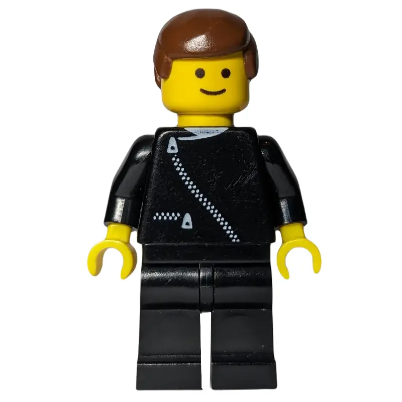 Man, Black Jacket with Zipper, Brown Hair