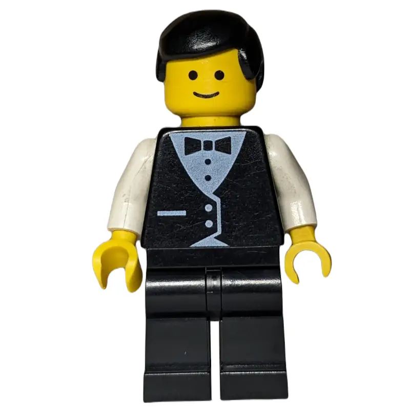 Waiter, Man, Black Suit and Bow Tie, Black Hair (3626a Head)