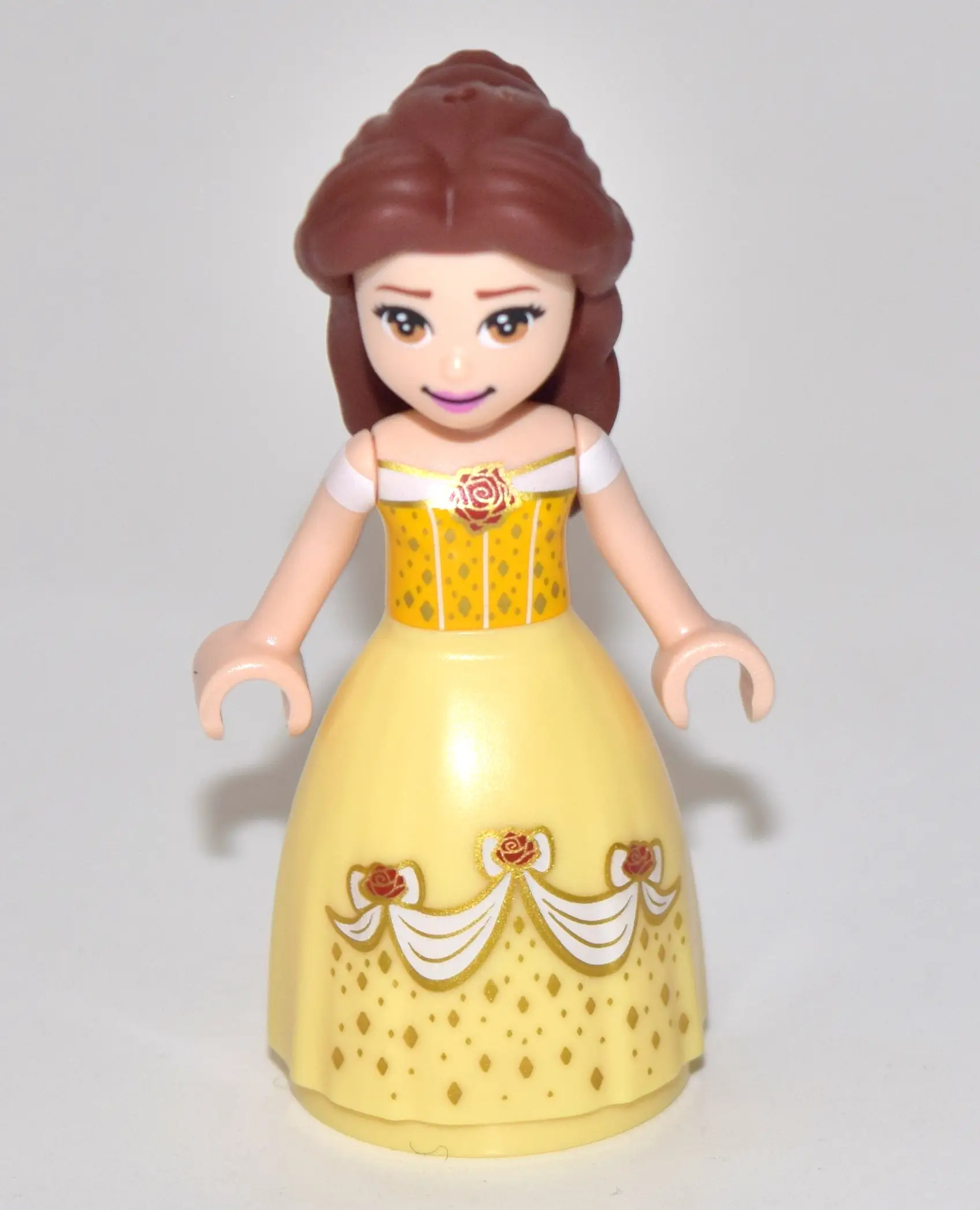 Belle, Bright Light Orange and Bright Light Yellow Full Dress with Roses, Closed Mouth