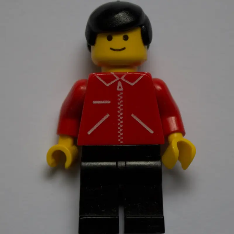 Man, Red Jacket with Zipper and Pockets, Black Legs, Black Hair