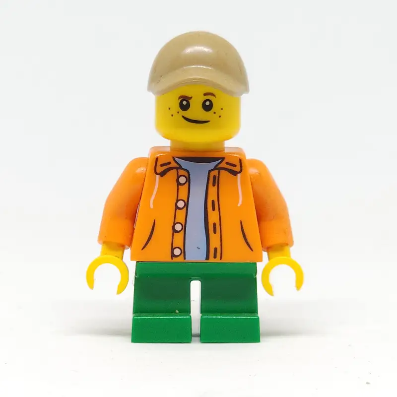 Kid, Orange Torso, Green Legs, Dark Tan Cap