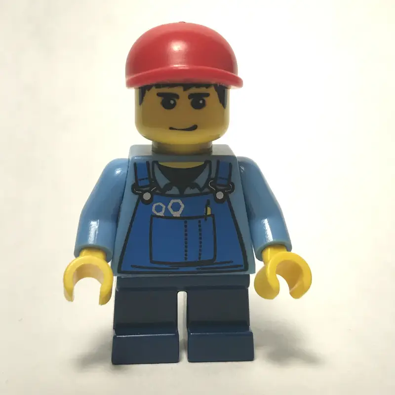 Kid - Medium Blue Torso, Dark Blue Legs, red Cap