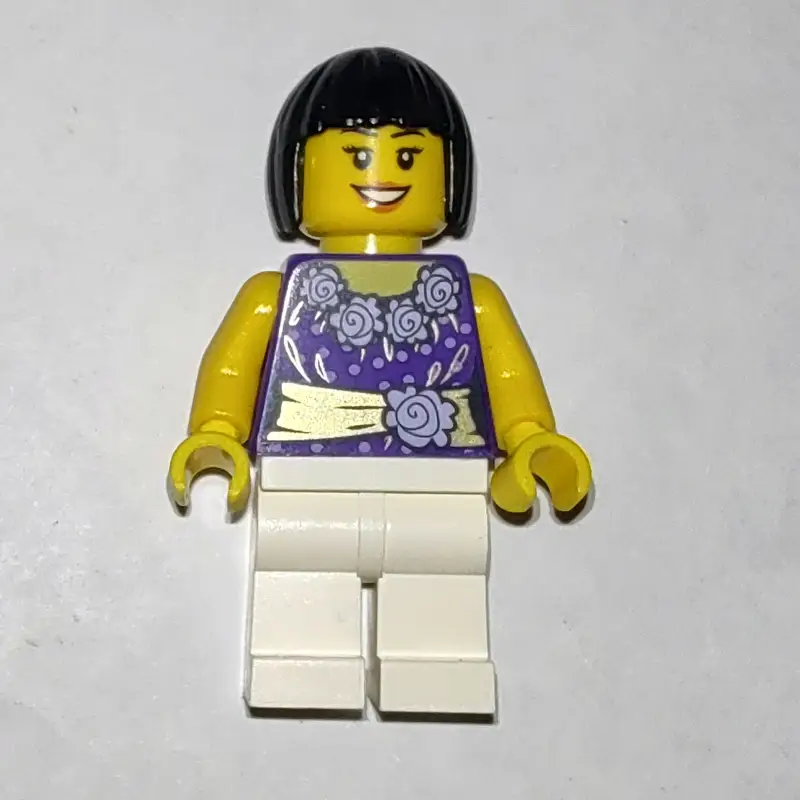 Dark Purple Torso, White Legs, Black Hair