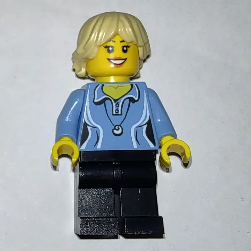 Medium Blue torso, Black Legs, Tan Hair
