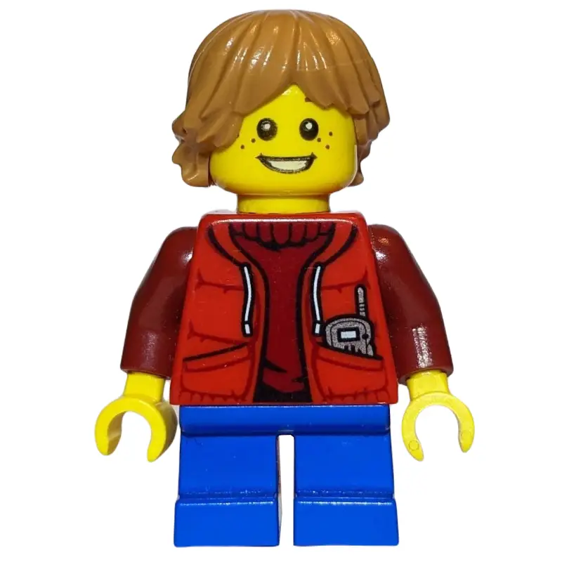 Kid - Red Torso, Blue Legs, Medium Nougat Hair