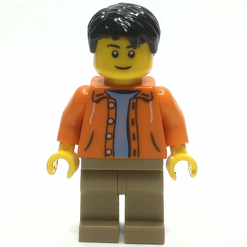 Orange Torso, Dark Tan Legs, Black Hair