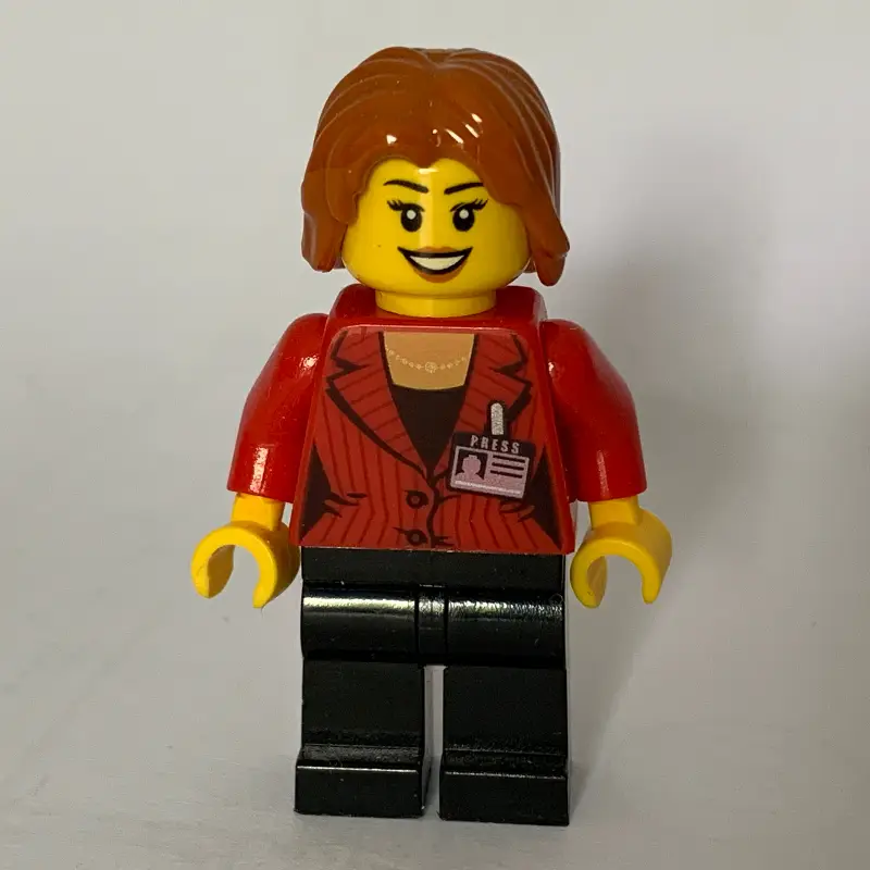 Reporter, Red Jacket, Black Legs, Dark Orange Hair
