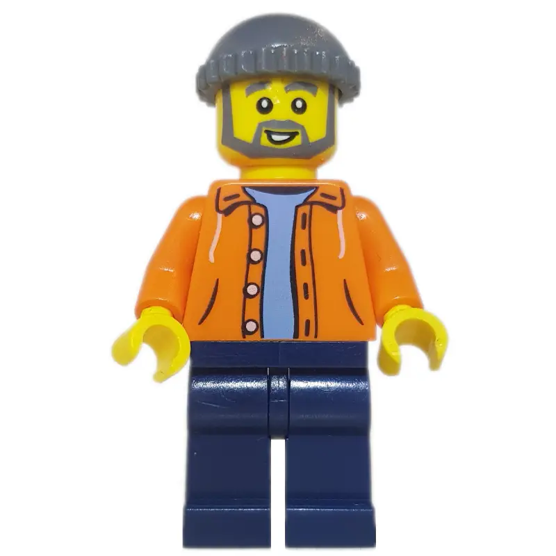 Orange Torso, Dark Blue Legs, Dark BLuish Grey Cap