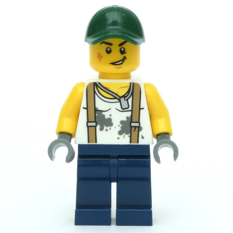 White Torso, Dark Blue Legs, Dark Green Cap
