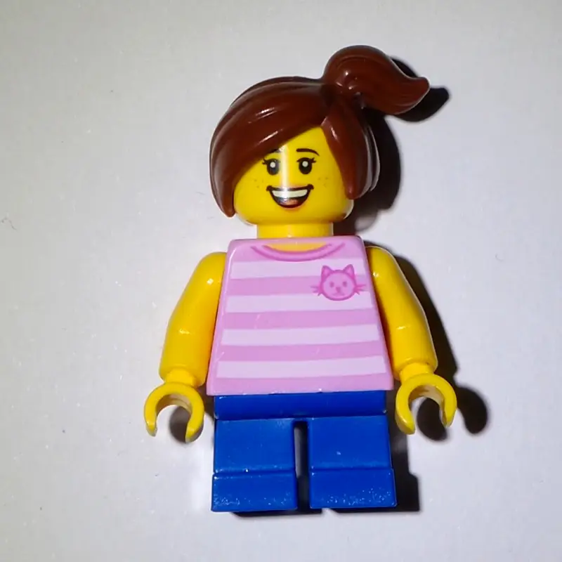 Bright Pink Hair, Blue Legs, Reddish Brown Hair