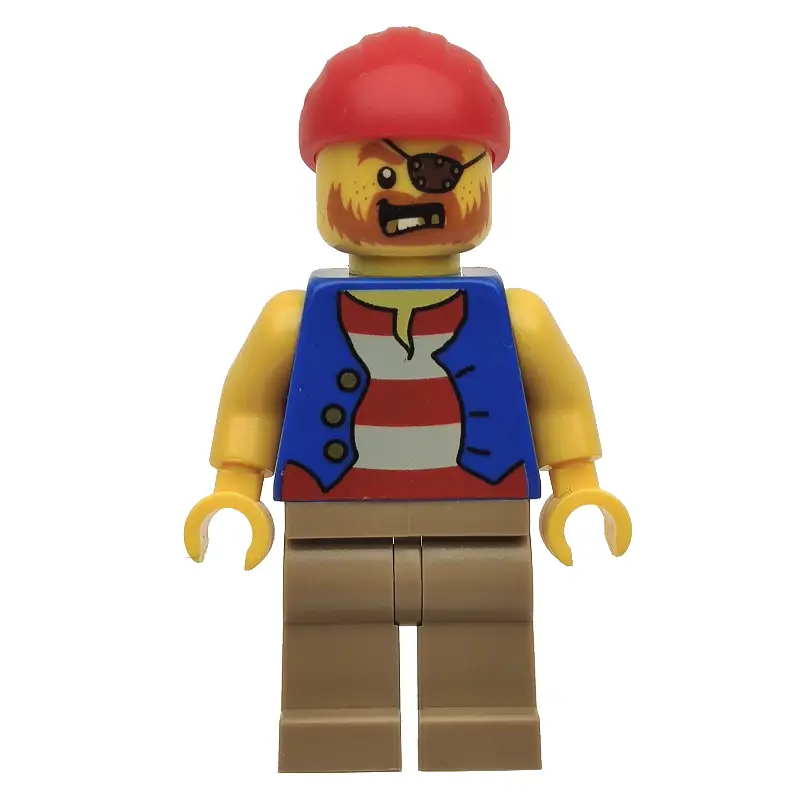 Pirate - Blue Torso, Dark Tan Legs, Red Cap