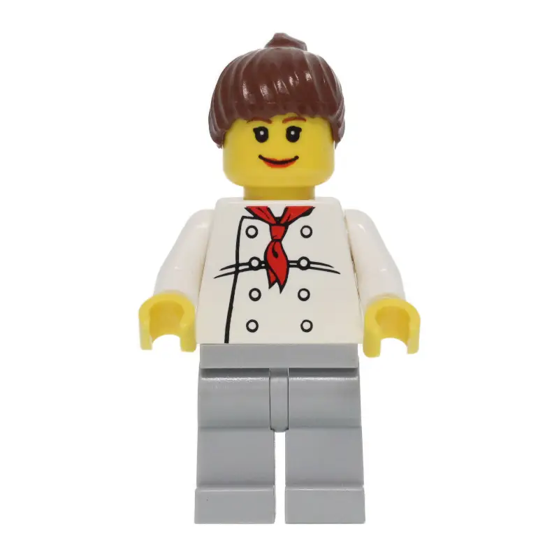 Chef, Woman, Red Neckerchief, Light Bluish Gray Legs, Reddish Brown Hair, 3626bpr0043 Head