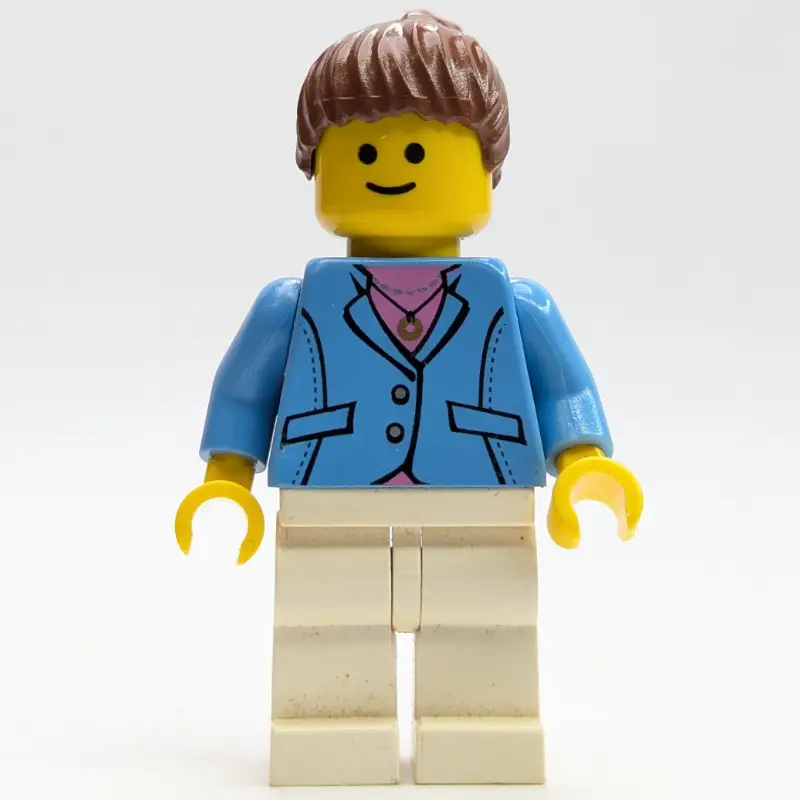 Medium Blue Torso, White Legs, Reddish Brown Hair