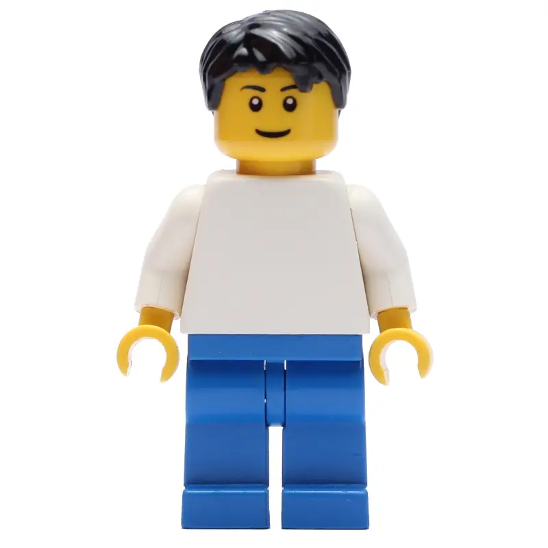 White Torso, Blue Legs, Black Hair