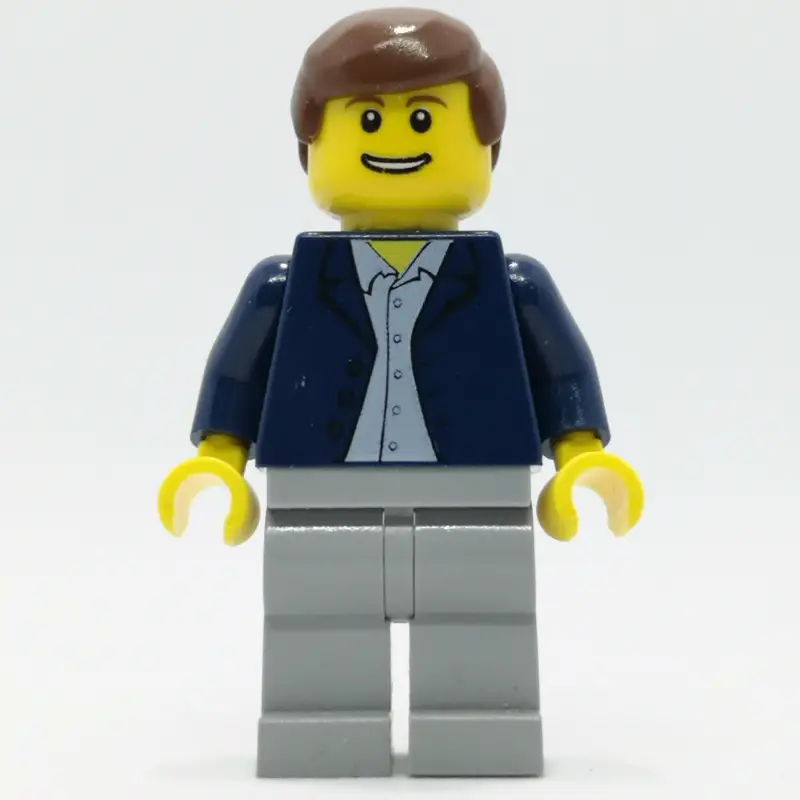 Man, Open Dark Blue Jacket, Light Bluish Gray Legs, Reddish Brown Hair