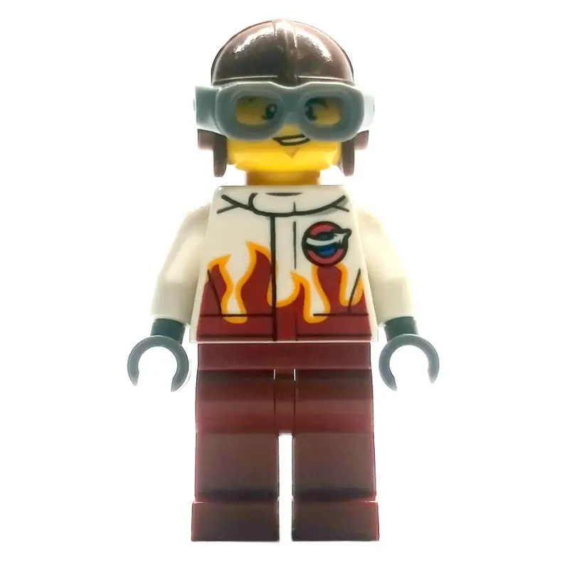 Pilot, White and Dark Red Jumpsuit, Helmet with Goggles