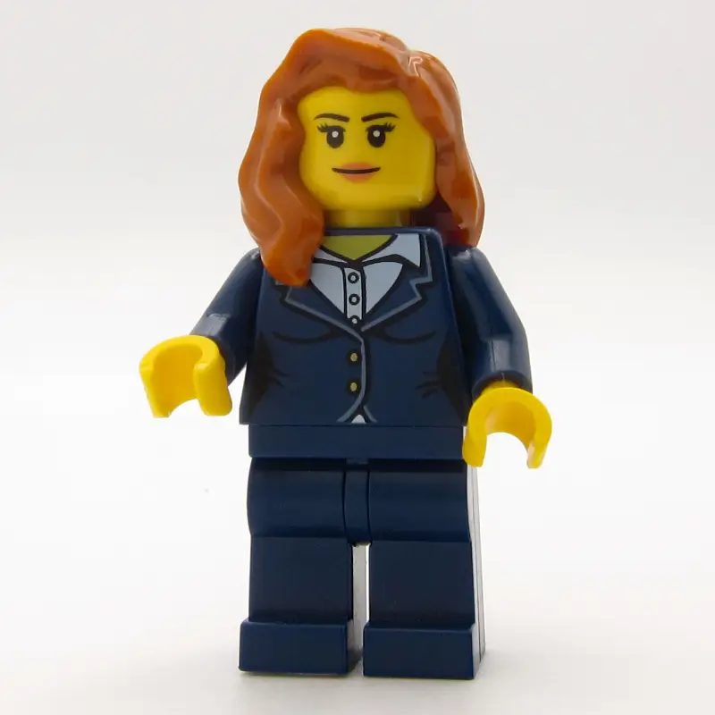 Woman, Dark Blue Suit, Dark Orange Hair
