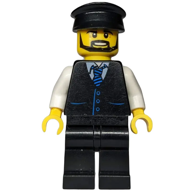 Man, Black Vest with Tie, Black Hat, Beard