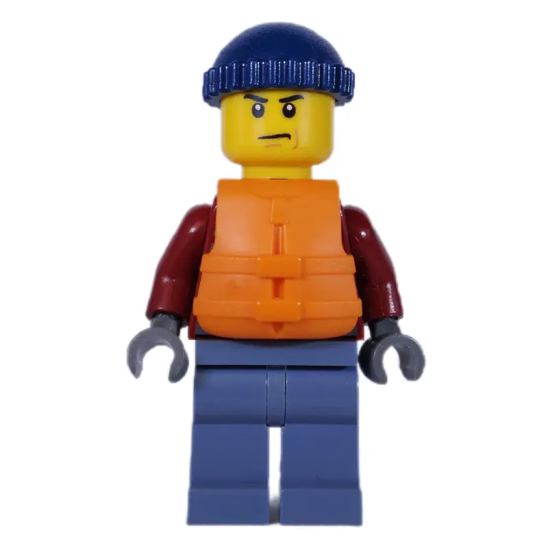 Marine Explorer, Dark Red Jacket, Sand Blue Legs, Dark Blue Hat, Orange Life Vest