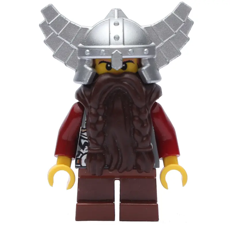 Dwarf, Dark Brown Beard, Metallic Silver Winged Helmet