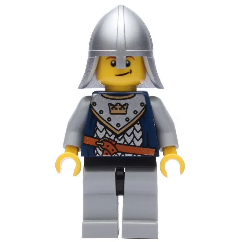 Knight, Dark Blue, Helmet, Smile with Brown Eyebrows