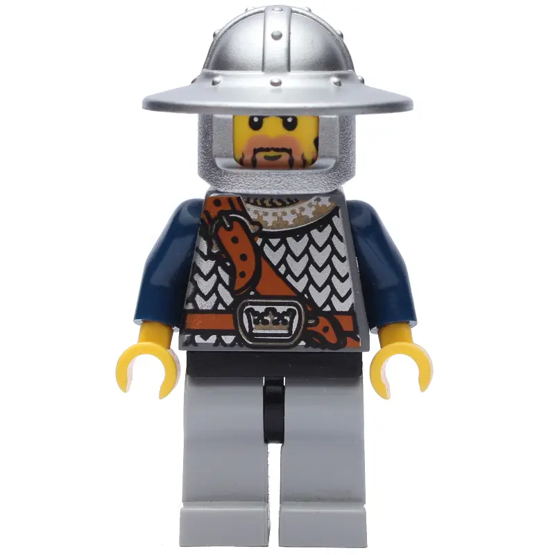 Knight, Dark Blue, Wide Brim Helmet, Beard