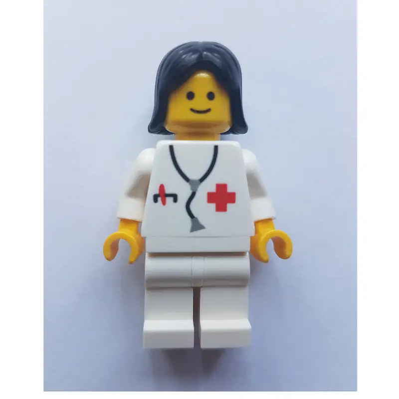 Doctor - White Torso and Legs, Black Hair Female (3626c Head)