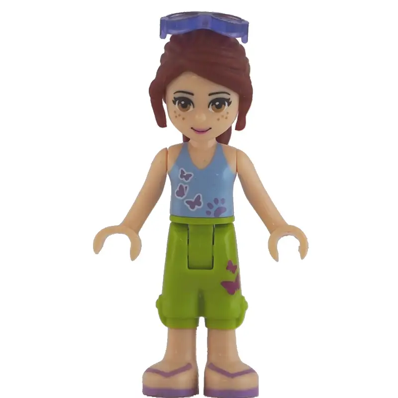 Mia - Medium Blue Top, Lime Shorts, Sunglasses