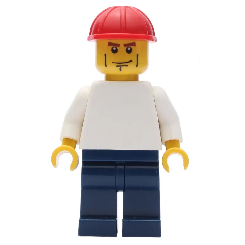 White Torso, Dark Blue Legs, Red Helmet, Cheek Lines