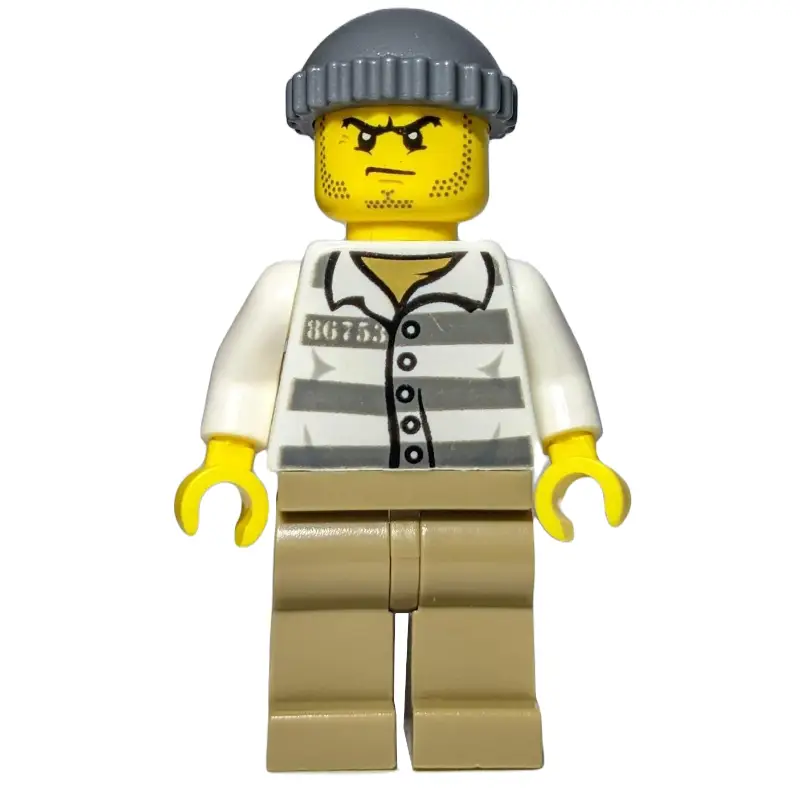 Criminal, Prison Shirt '86753', Dark Tan Legs, Hat, Stubble