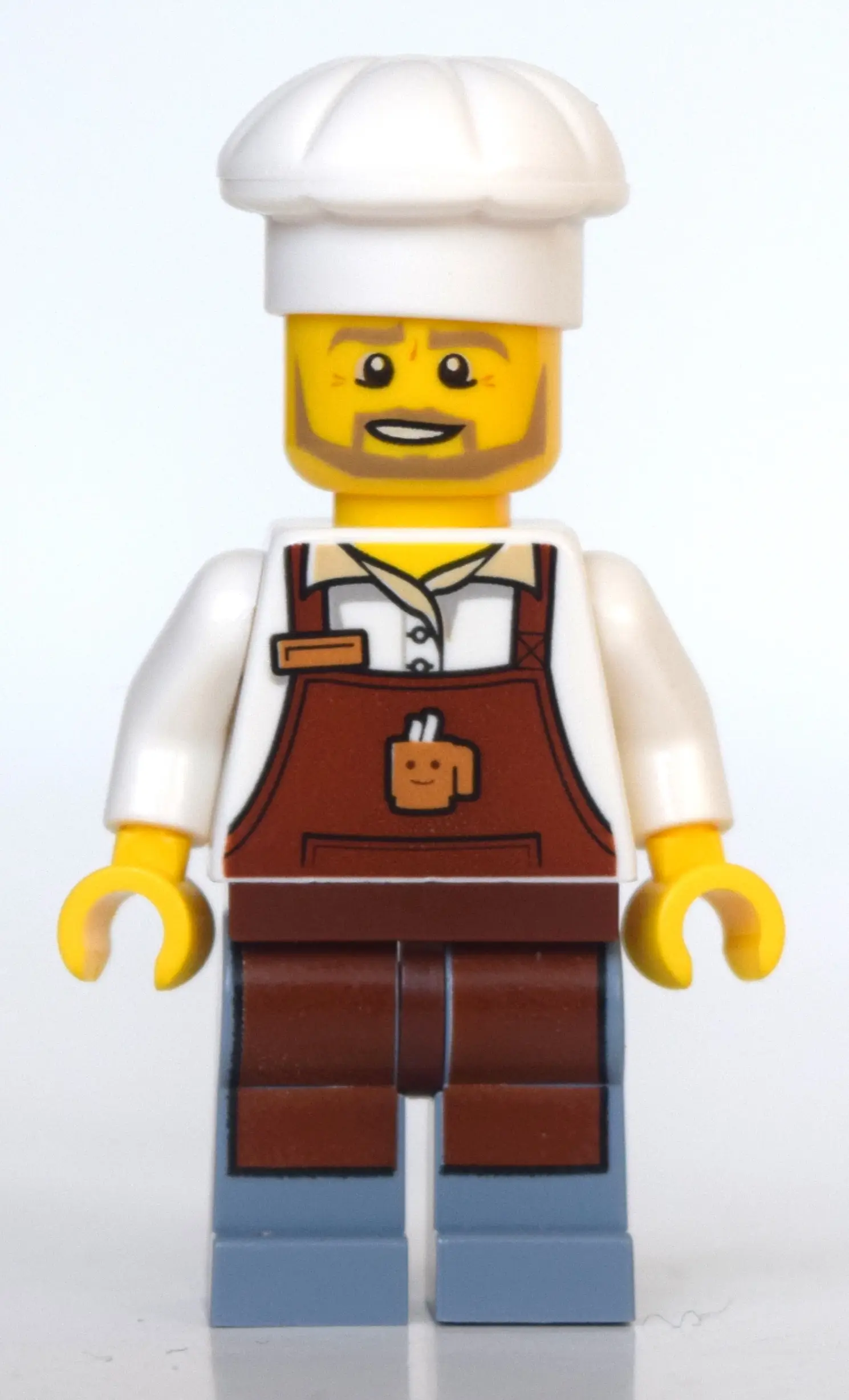 Barista, Reddish Brown Apron, Sand Blue Legs, Chef Hat