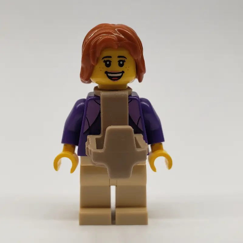 Dark Purple Torso, Tan Legs, Dark Orange Hair, Baby Carrier