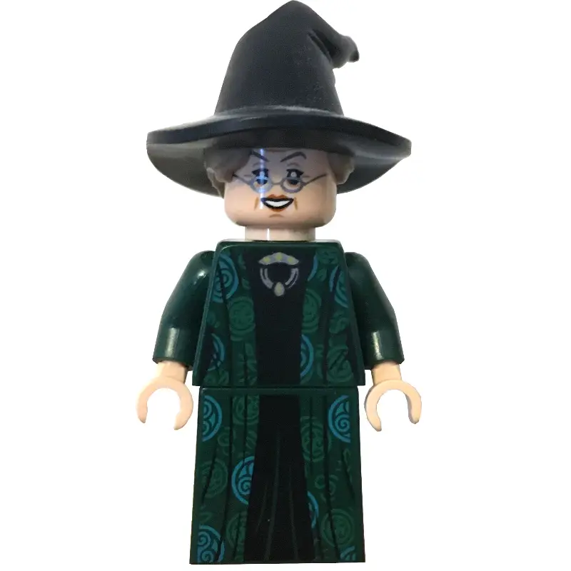 Professor Minerva McGonagall, Dark Green Robe, Black Hat with Dark Tan Hair, Azure Circle Symbols