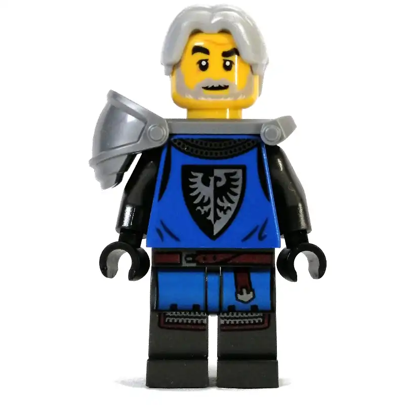 Black Falcon Knight - Blue Torso, Pearl Dark Grey Legs, Light Bluish Grey Hair, Flat Silver Shoulderguard