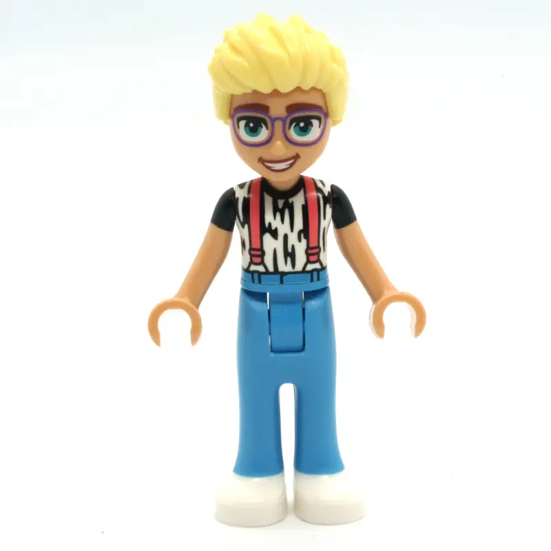 Olly - Animal Print Shirt, Dark Azure Pants, White Shoes