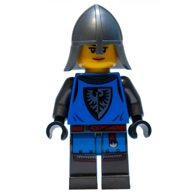 Black Falcon Castle Guard, Female - Blue Torso, Pearl Dark Grey Legs, Flat Silver helmet