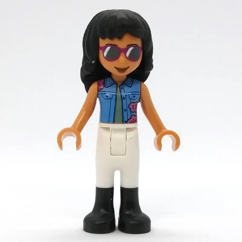 Savannah - Medium Blue Jacket, White Pants, Black Hair